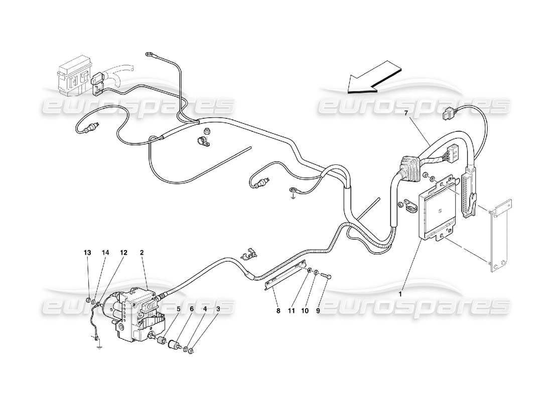 ferrari 456 m gt/m gta diagrama de piezas de la unidad de control y equipo hidráulico para el sistema abs