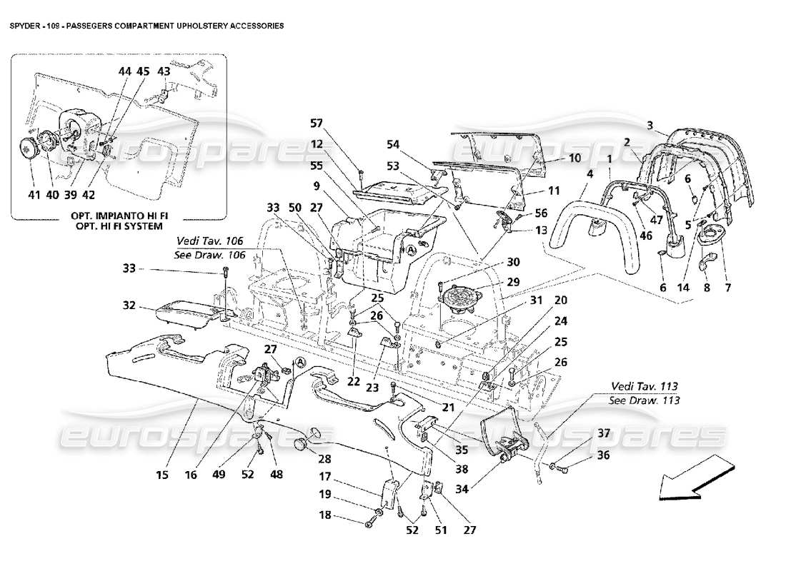 maserati 4200 spyder (2002) accesorios para tapicería de compartimentos de pasajeros diagrama de piezas