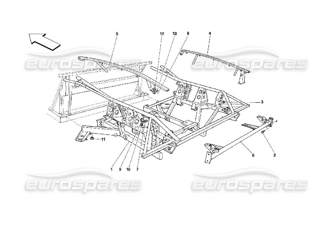 ferrari 512 m marco trasero diagrama de piezas