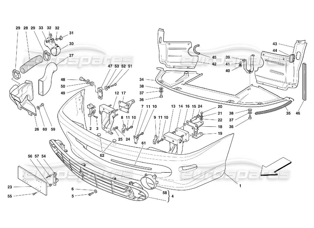 ferrari 456 m gt/m gta parachoques delantero diagrama de piezas