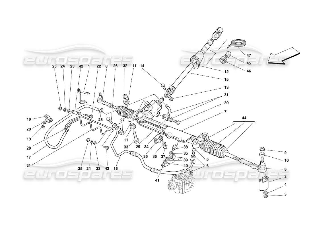 ferrari 456 m gt/m gta caja de dirección hidráulica y serpentina -válido para diagrama de pieza gd