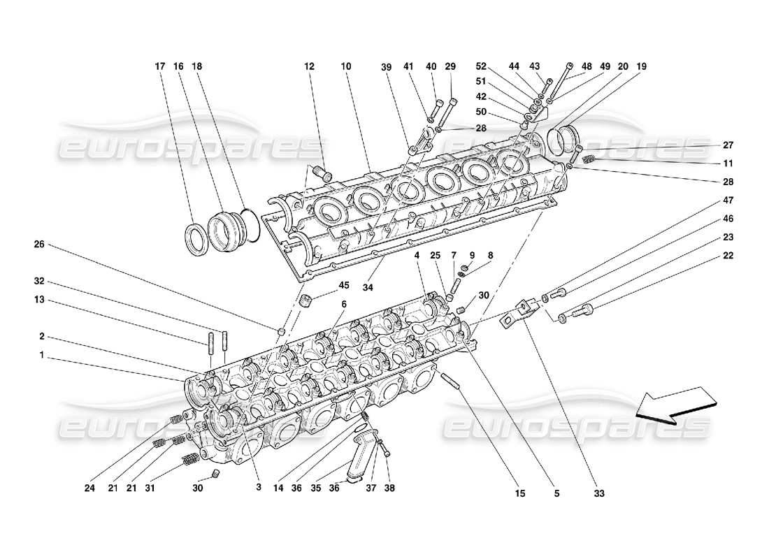 ferrari 456 m gt/m gta diagrama de piezas de la culata del cilindro izquierdo