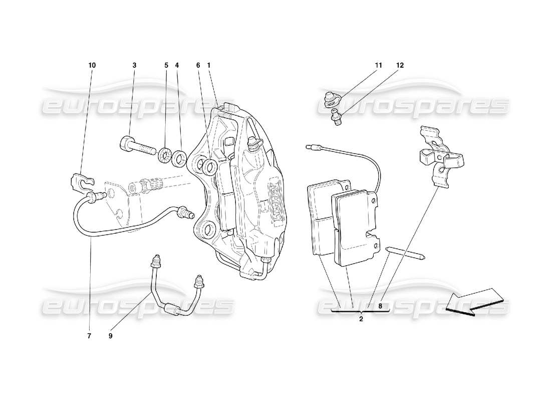 ferrari 456 m gt/m gta pinza para freno delantero diagrama de piezas