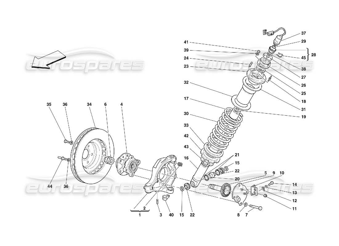 ferrari 456 m gt/m gta suspensión delantera - amortiguador y disco de freno diagrama de piezas