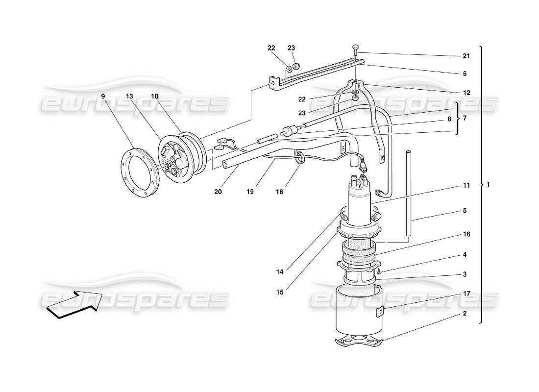 ferrari 456 m gt/m gta diagrama de piezas de la bomba de combustible