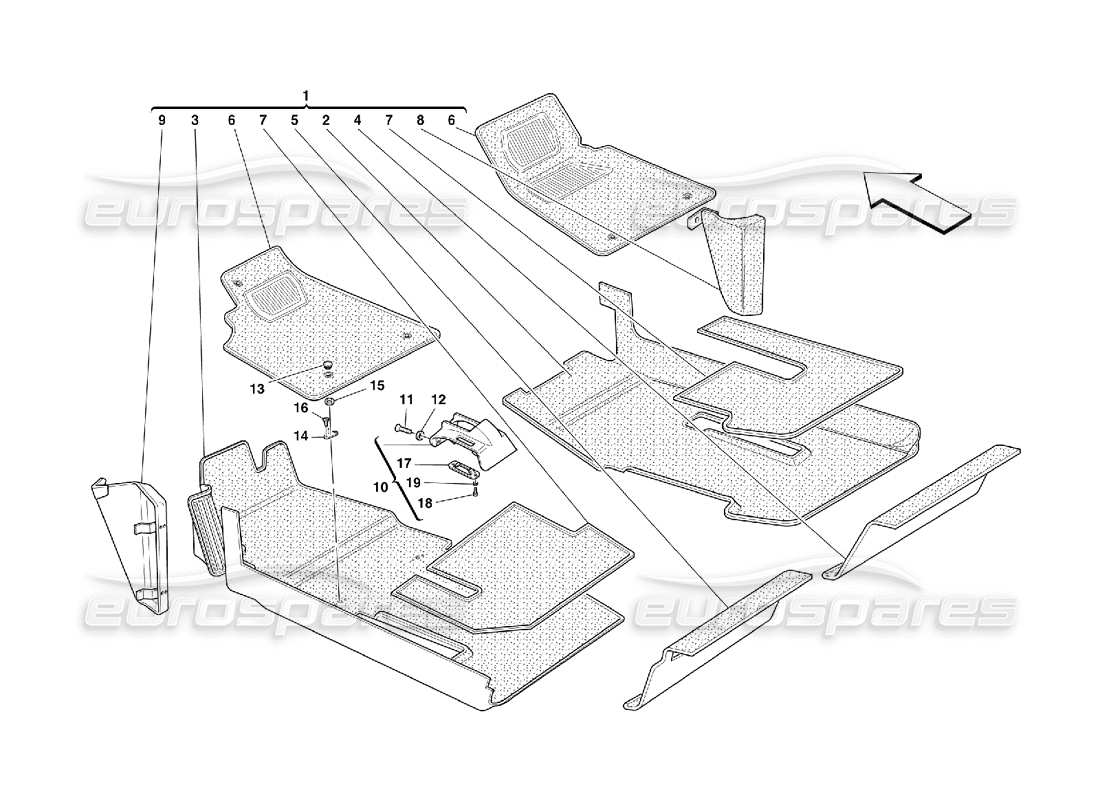 ferrari 456 m gt/m gta tapicerías y moquetas del habitáculo diagrama de piezas