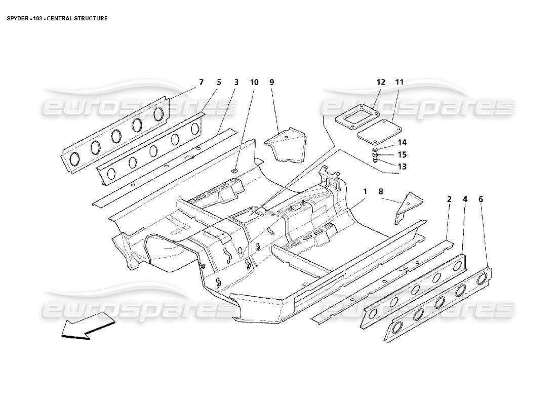 maserati 4200 spyder (2002) estructura central diagrama de piezas