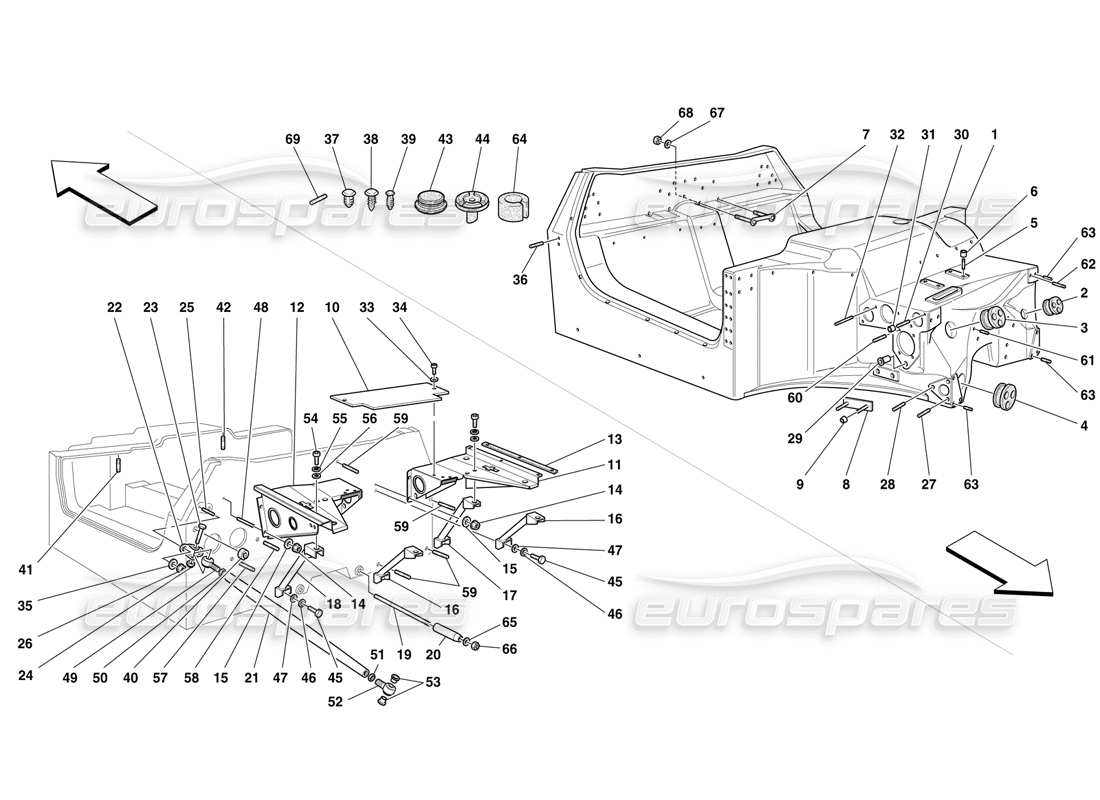 ferrari f50 marco y estructuras diagrama de piezas