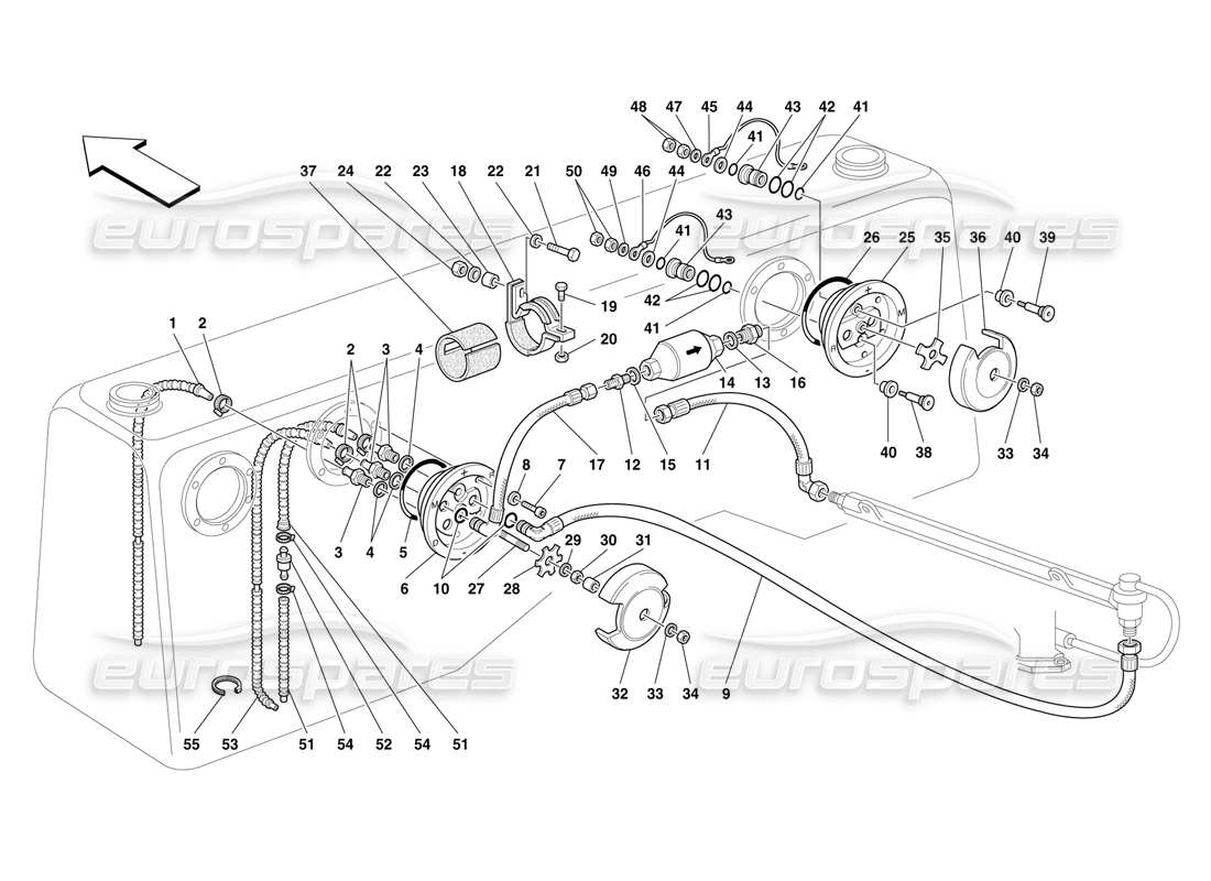 ferrari f50 sistema de inyección de combustible diagrama de piezas