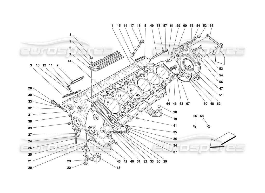 ferrari f50 crankcase diagrama de piezas