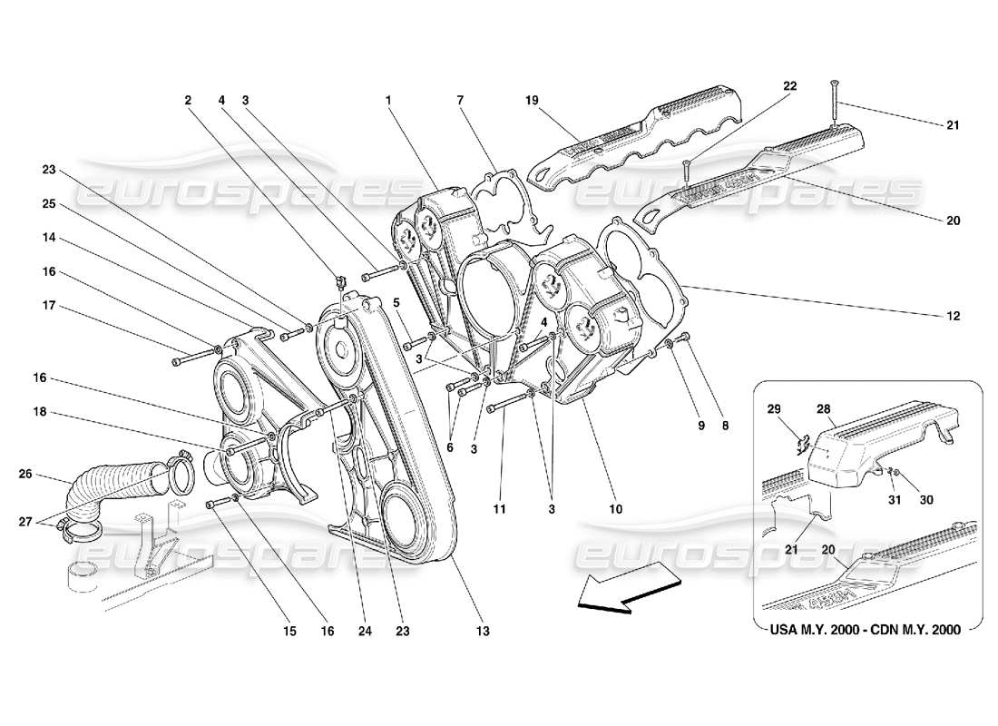 ferrari 456 m gt/m gta cubiertas del motor diagrama de piezas