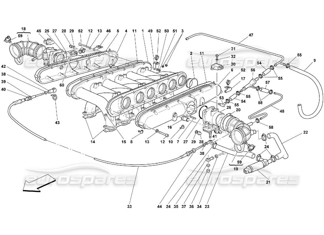 ferrari 456 m gt/m gta colectores de admisión de aire diagrama de piezas
