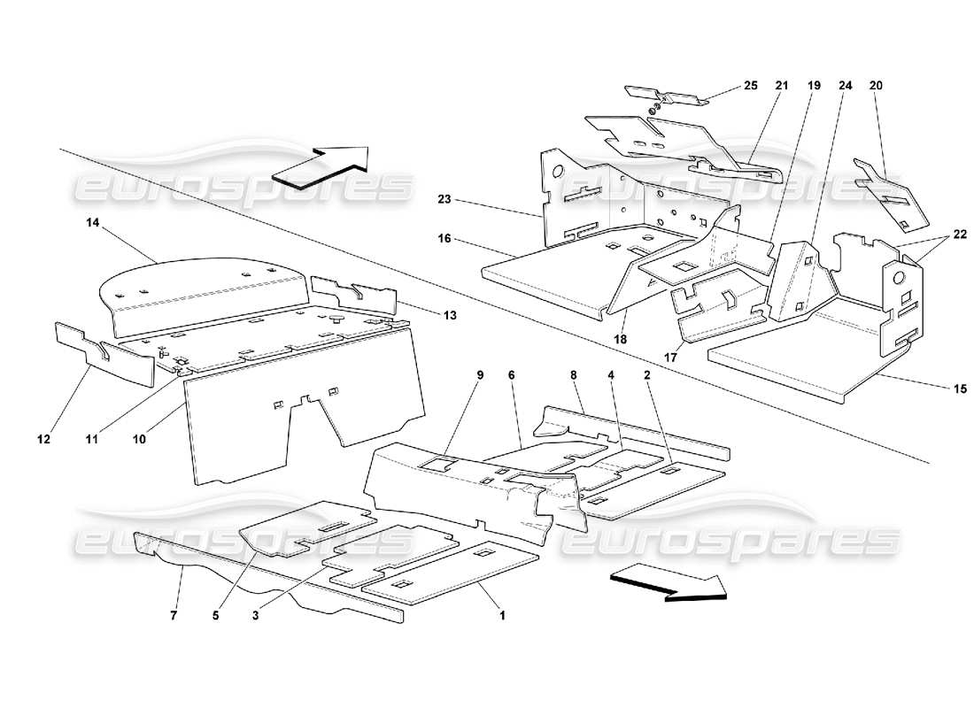 ferrari 550 maranello aislamientos del compartimento de pasajeros - válido para gd diagrama de piezas