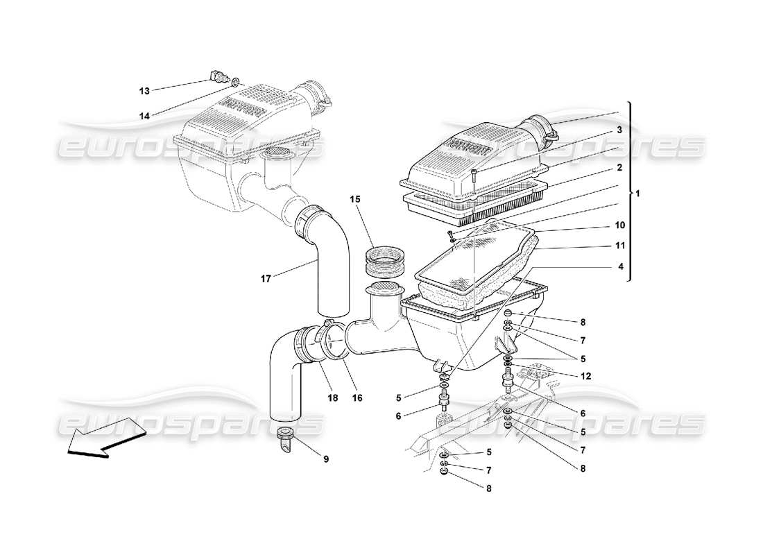 ferrari 550 maranello diagrama de piezas de entrada de aire