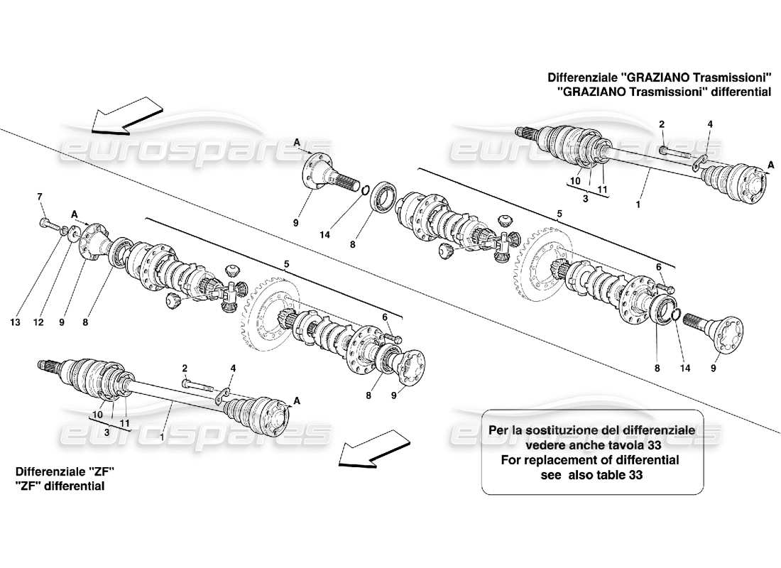ferrari 456 m gt/m gta diferencial y semieje: no para 456m diagrama de piezas de gta