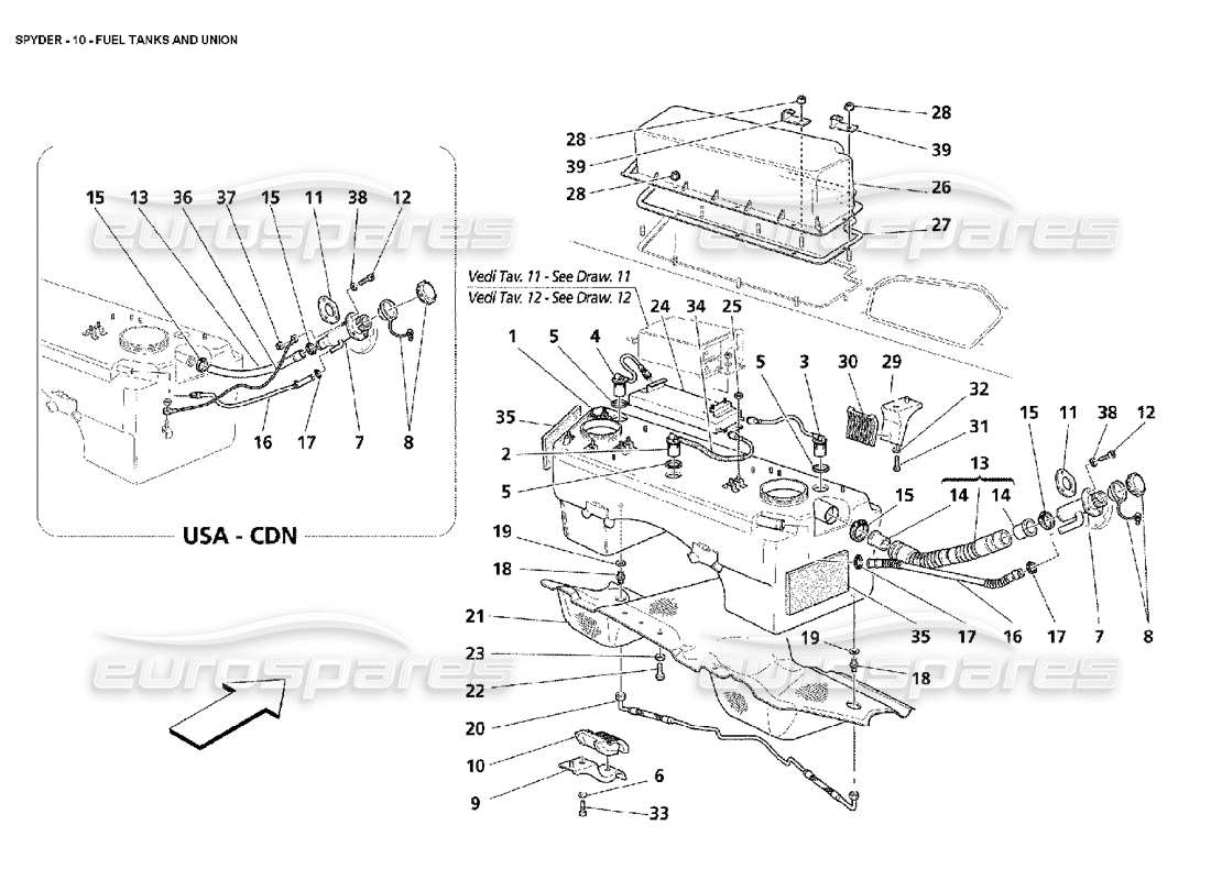 maserati 4200 spyder (2002) tanques de combustible y unión diagrama de piezas