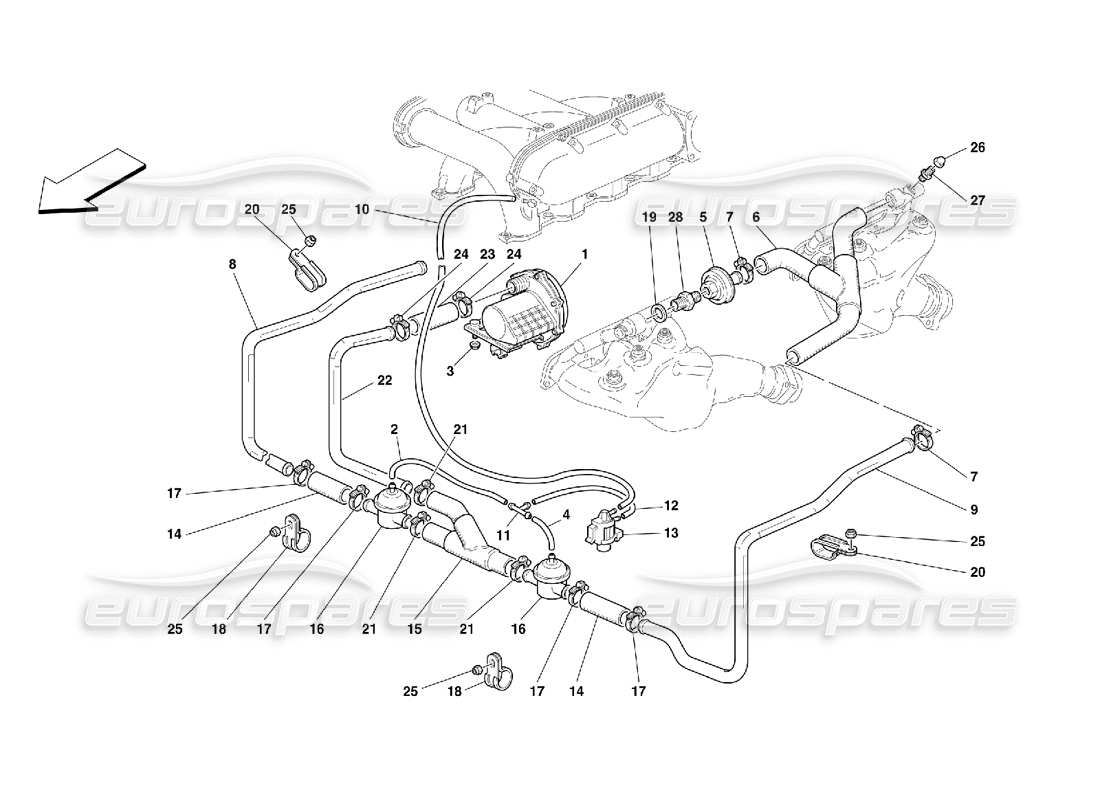 ferrari 456 m gt/m gta diagrama de piezas de la bomba de aire secundario