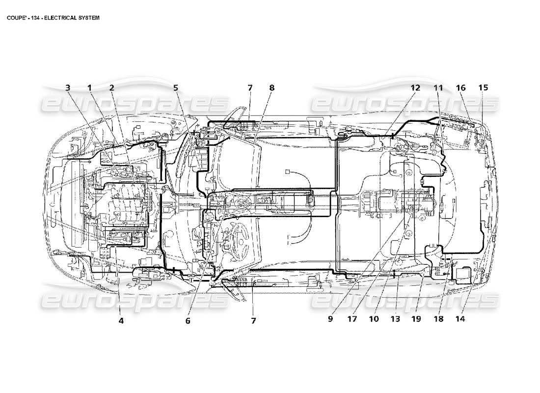 maserati 4200 coupe (2002) diagrama de piezas del sistema eléctrico