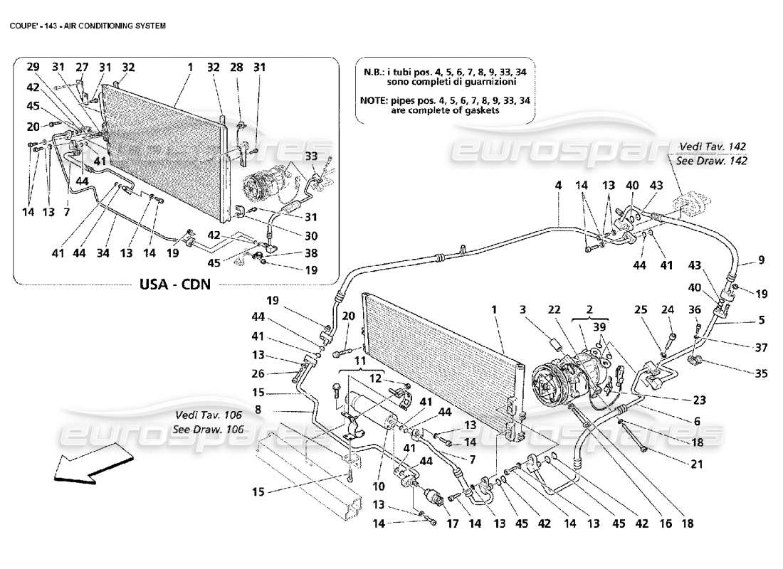 maserati 4200 coupe (2002) diagrama de piezas del sistema de aire acondicionado