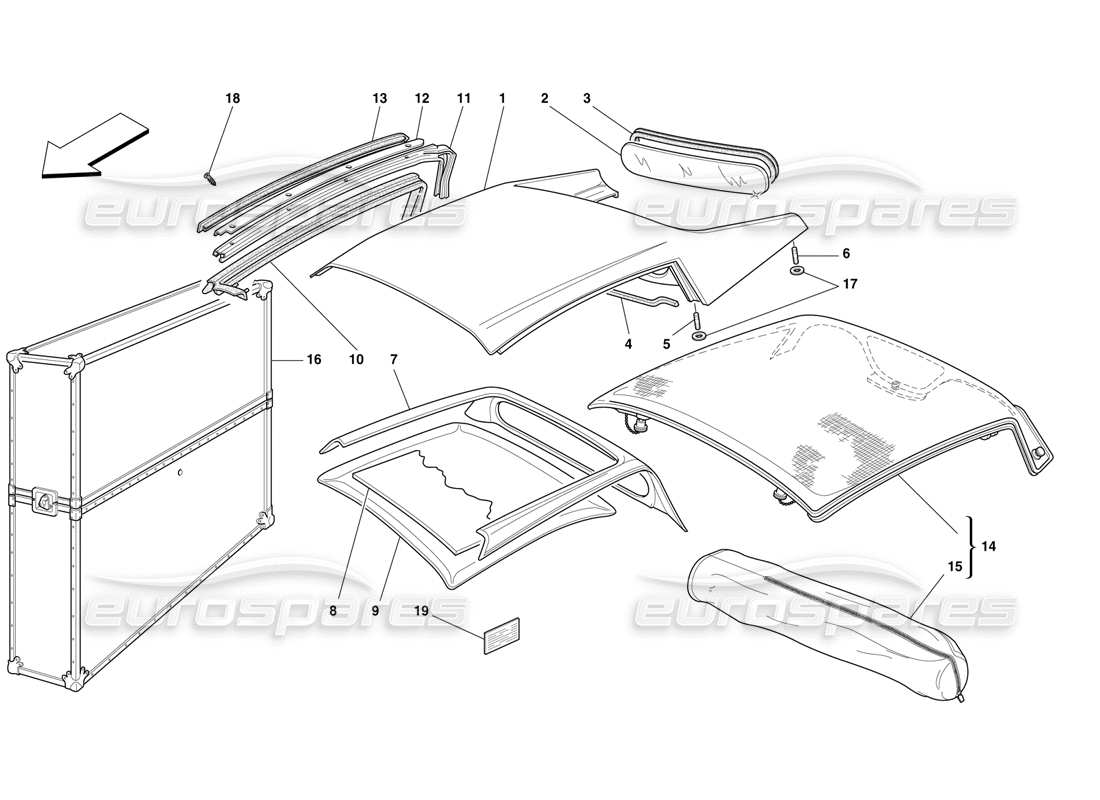 ferrari f50 techo rígido diagrama de piezas
