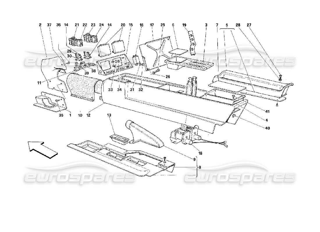 ferrari 512 m túnel central -válido para usa- diagrama de piezas