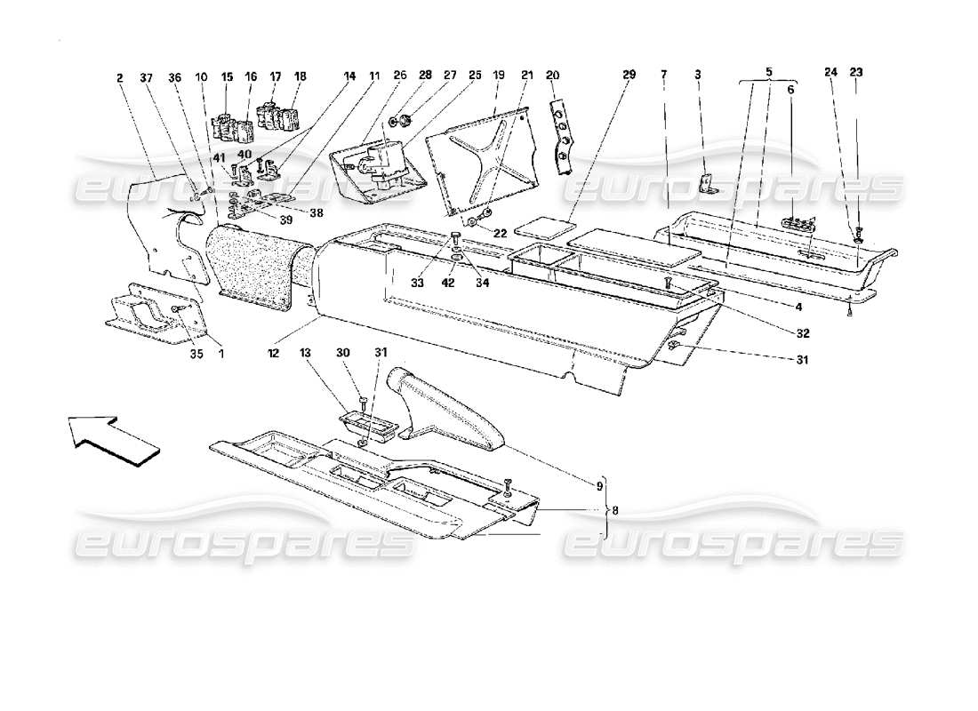 ferrari 512 m túnel central -no para ee.uu.- diagrama de piezas