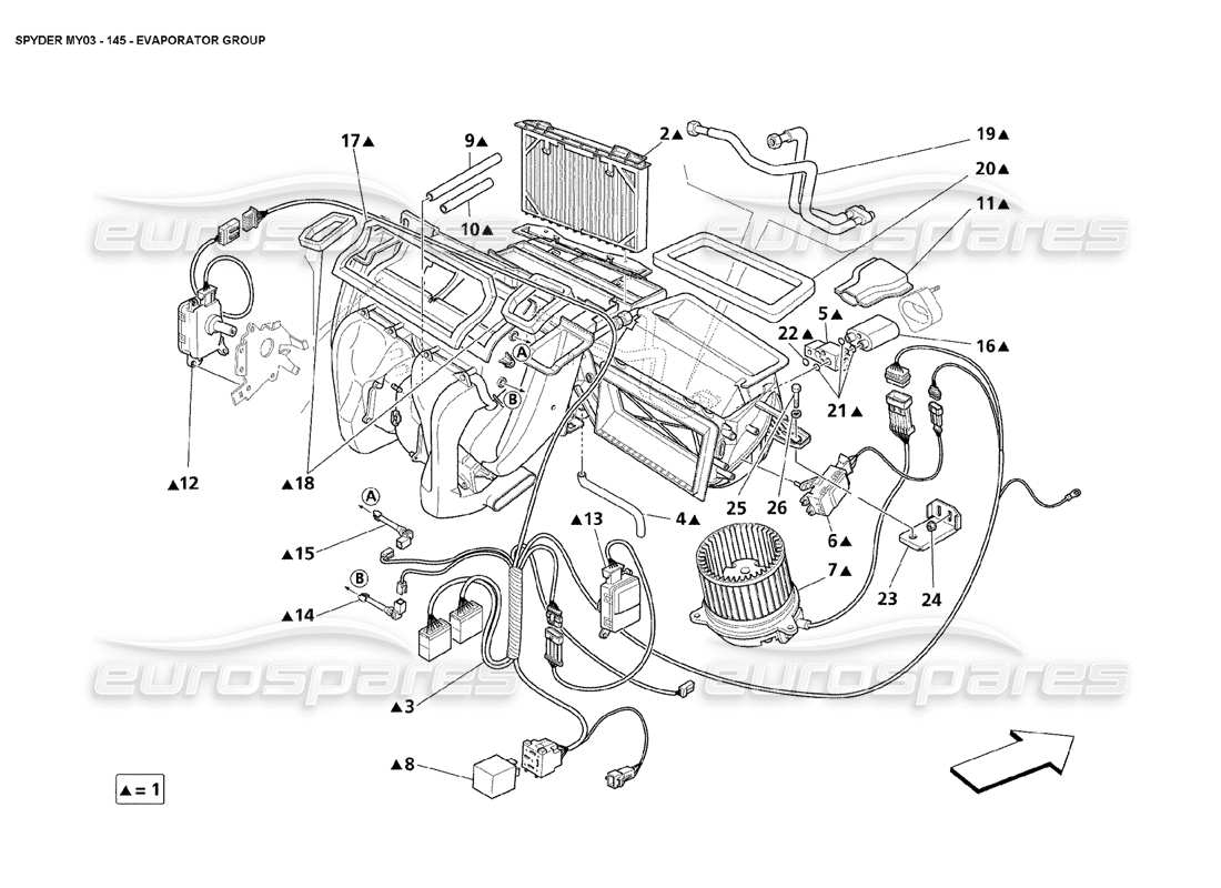 maserati 4200 spyder (2003) diagrama de piezas del grupo del evaporador
