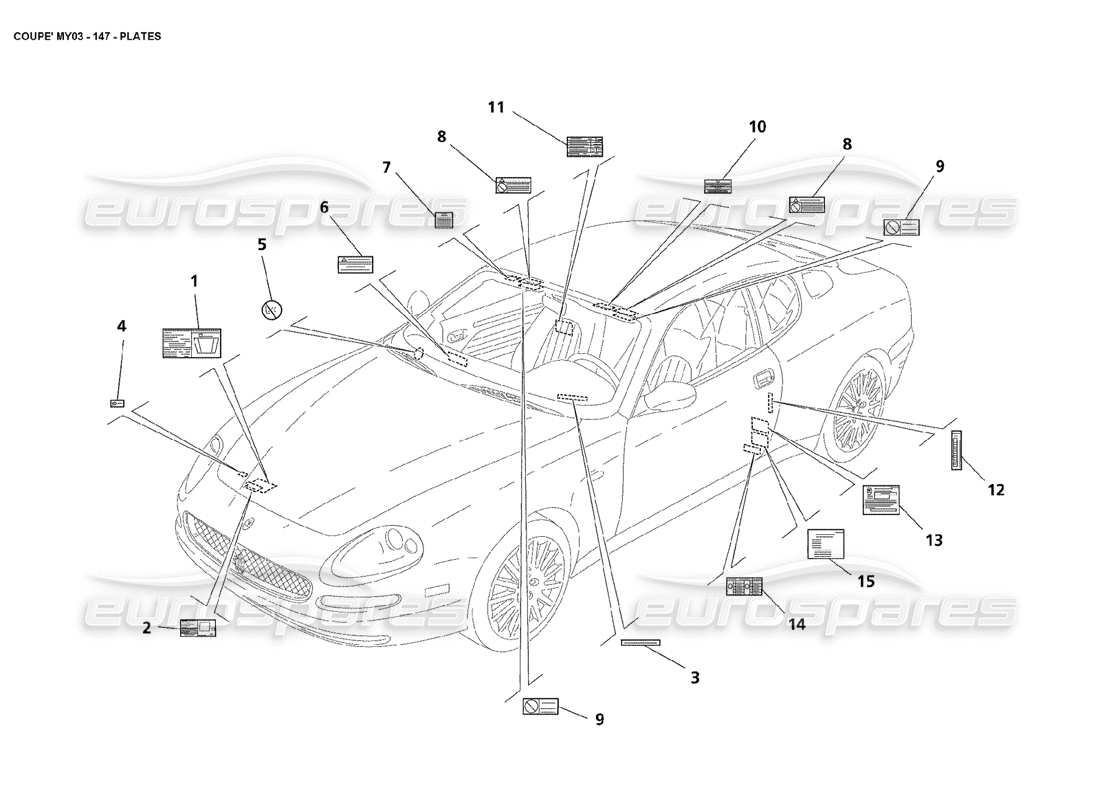 maserati 4200 coupe (2003) placas diagrama de piezas