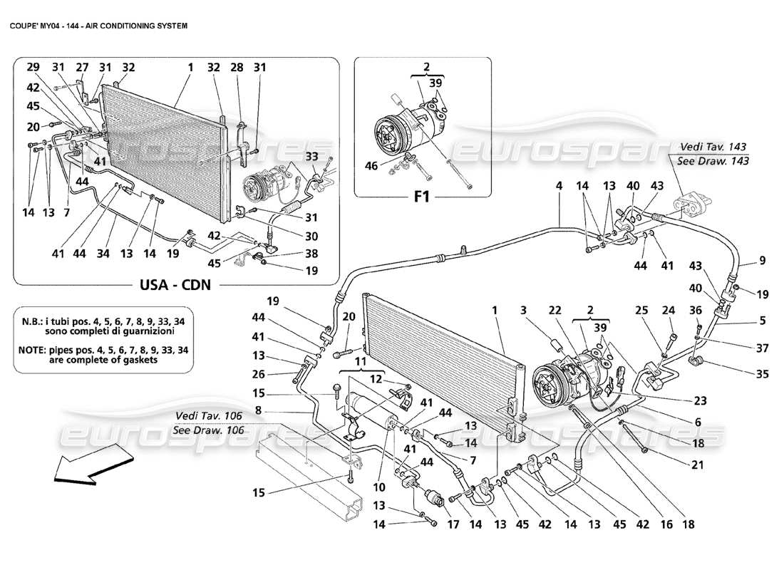 maserati 4200 coupe (2004) diagrama de piezas del sistema de aire acondicionado