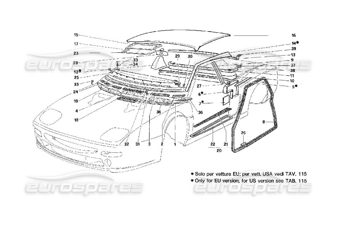 ferrari 512 m accesorios y adornos diagrama de piezas