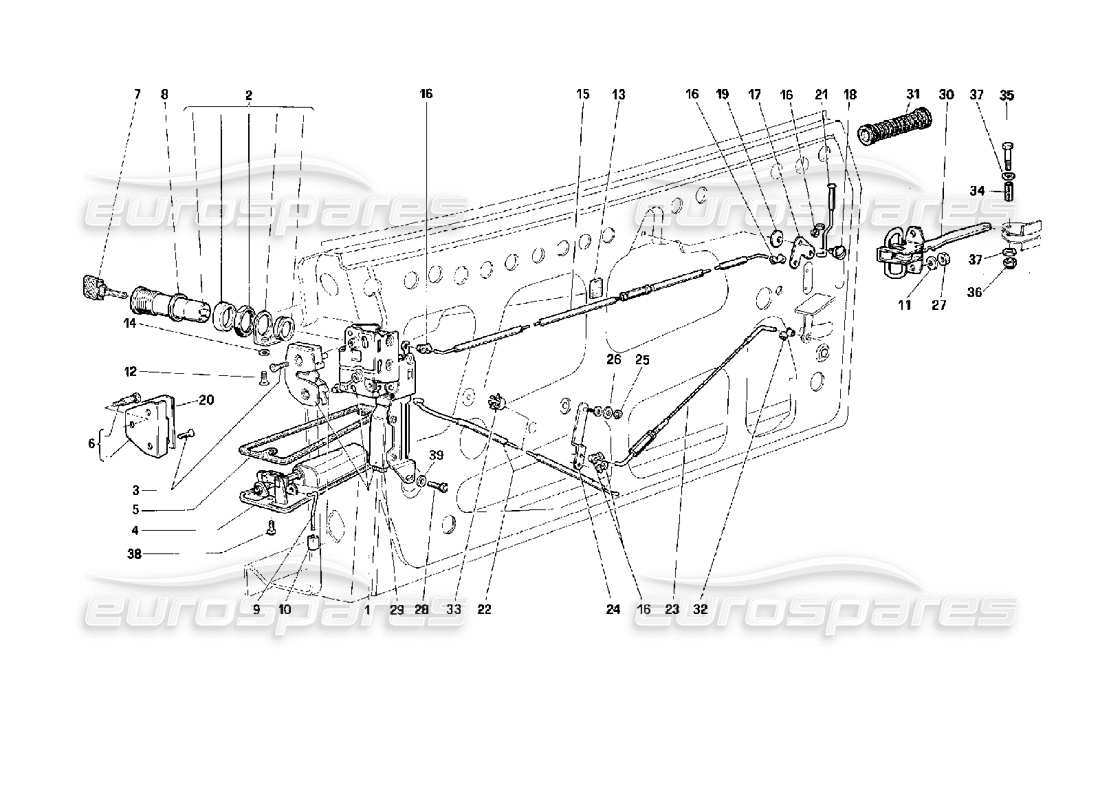 ferrari 512 m puerta - dispositivo de bloqueo diagrama de piezas