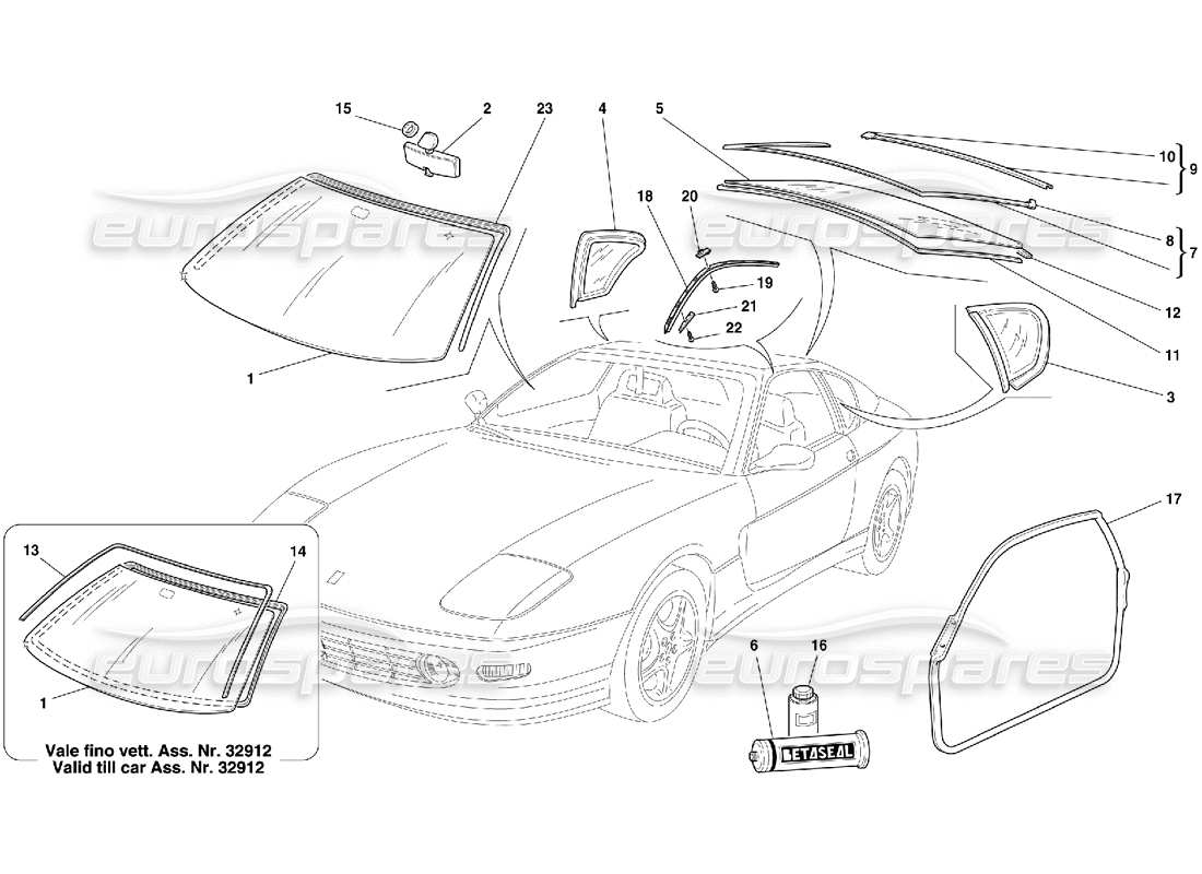 ferrari 456 m gt/m gta diagrama de piezas de vasos y juntas