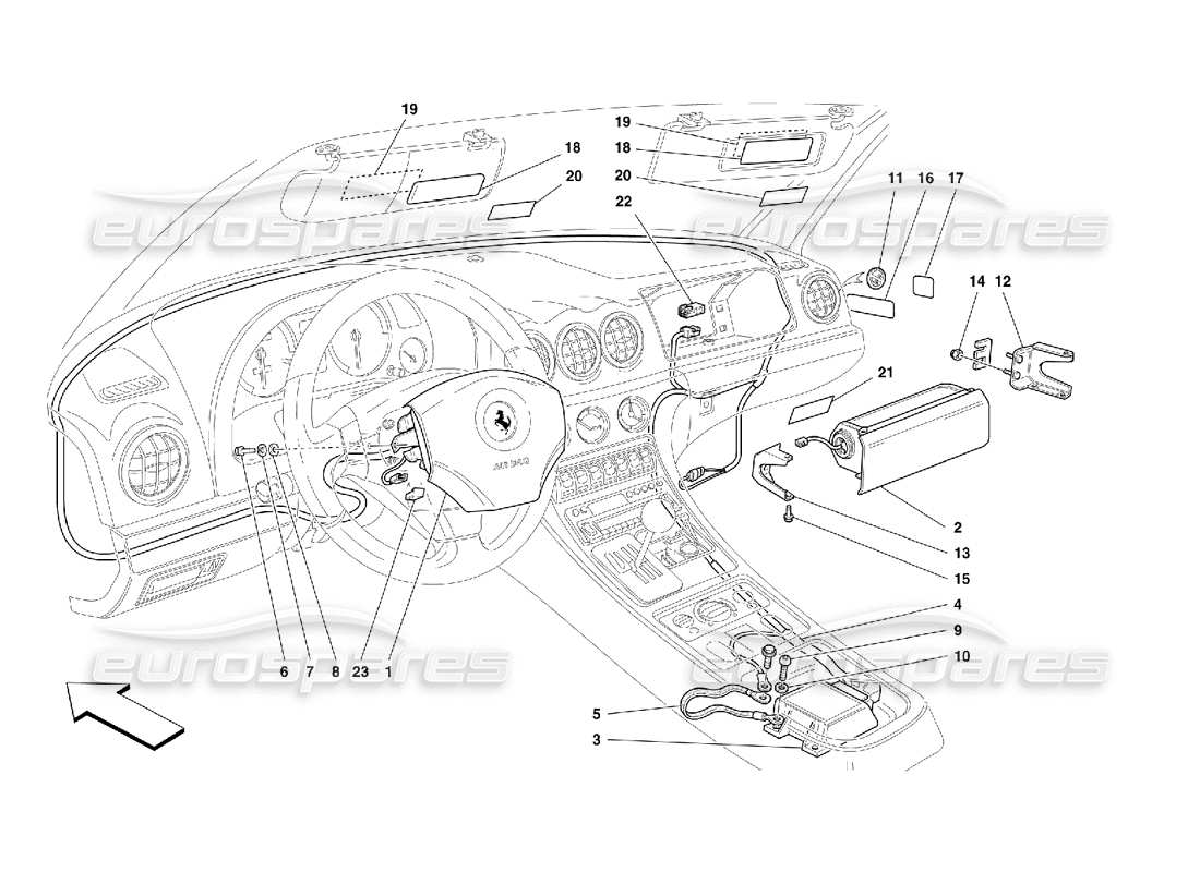 ferrari 456 m gt/m gta diagrama de piezas de las bolsas de aire