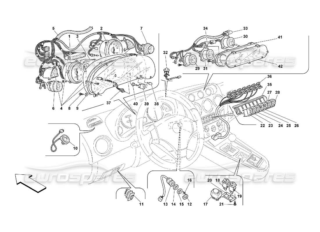 ferrari 550 maranello instrumentos diagrama de piezas