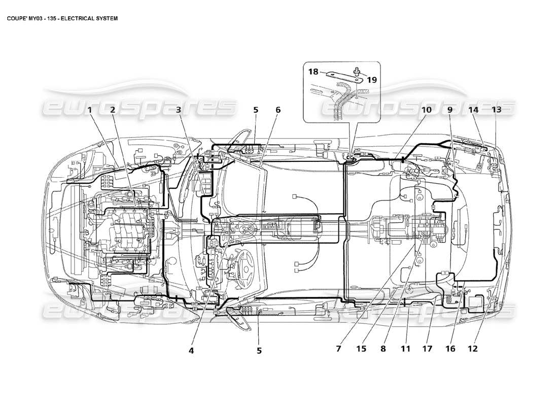 maserati 4200 coupe (2003) diagrama de piezas del sistema eléctrico