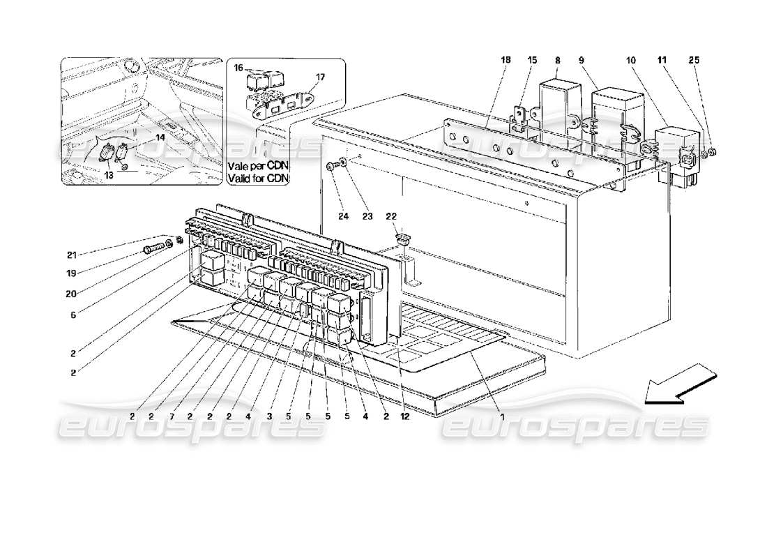 ferrari 512 m diagrama de piezas de válvulas y relés