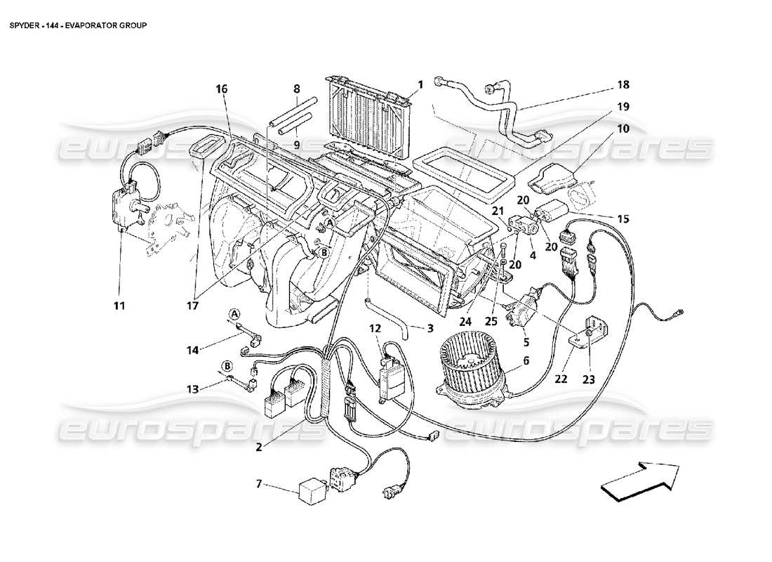 maserati 4200 spyder (2002) grupo evaporador diagrama de piezas