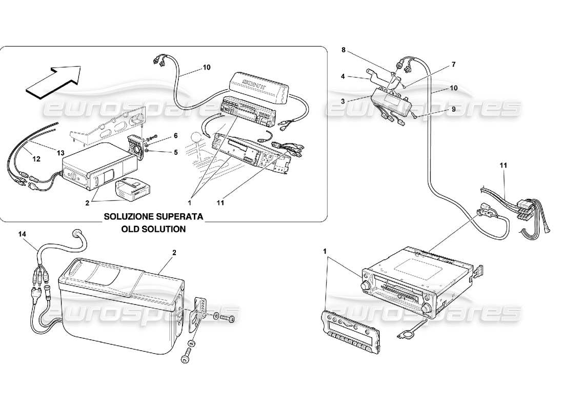 ferrari 550 maranello diagrama de piezas del equipo estéreo