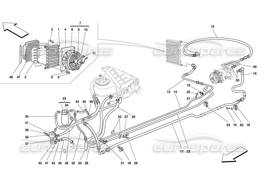ferrari f50 sistema de aire acondicionado diagrama de piezas