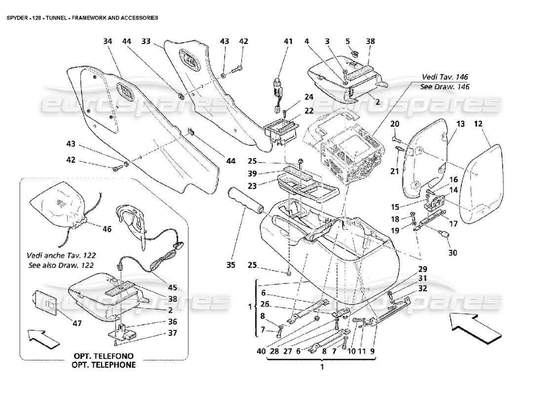 maserati 4200 spyder (2002) túnel - estructura y accesorios diagrama de piezas