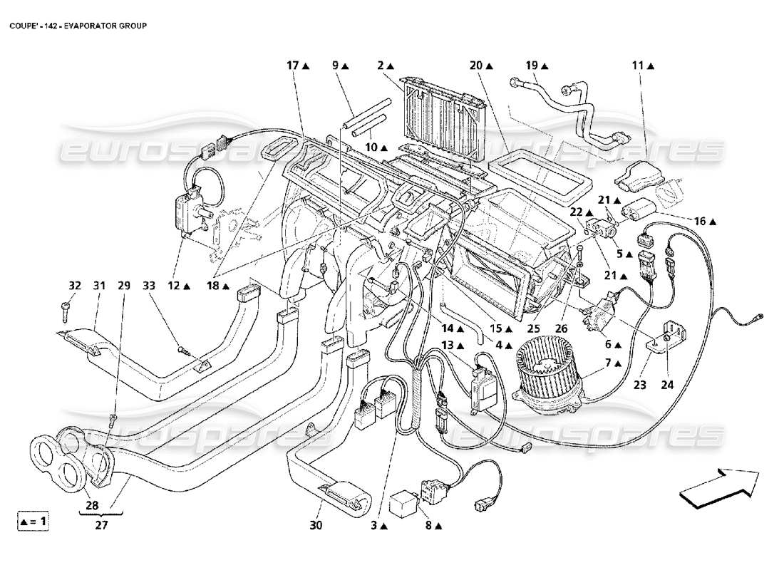 maserati 4200 coupe (2002) diagrama de piezas del grupo del evaporador