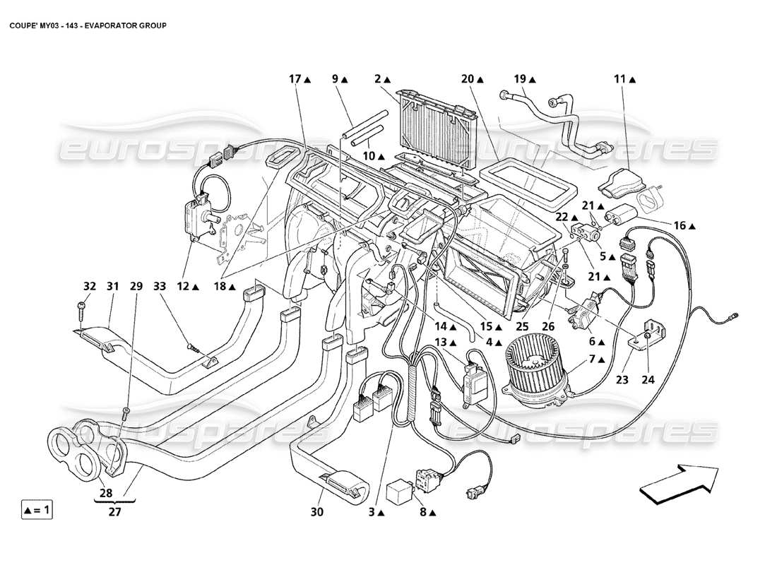 maserati 4200 coupe (2003) diagrama de piezas del grupo del evaporador