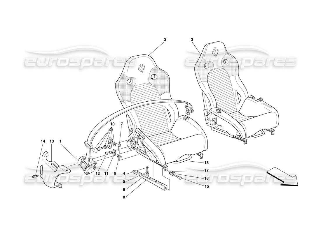 ferrari f50 asientos y cinturones de seguridad -válido para usa- diagrama de piezas