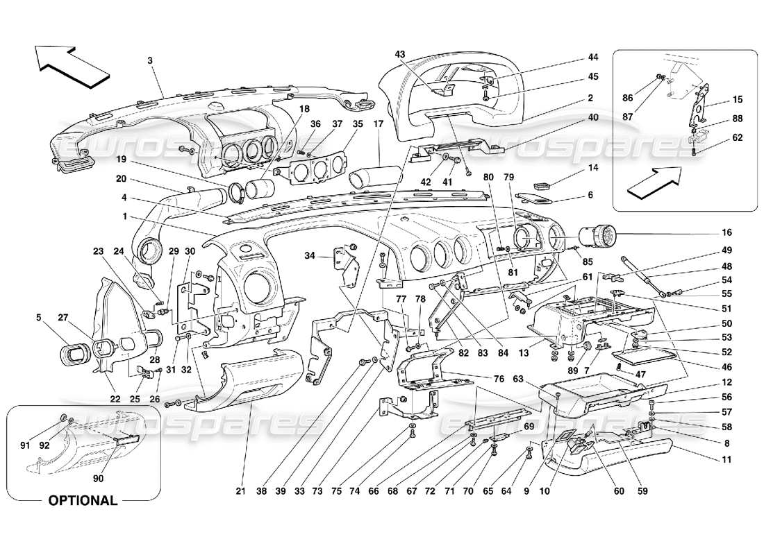 ferrari 456 m gt/m gta diagrama de piezas del tablero