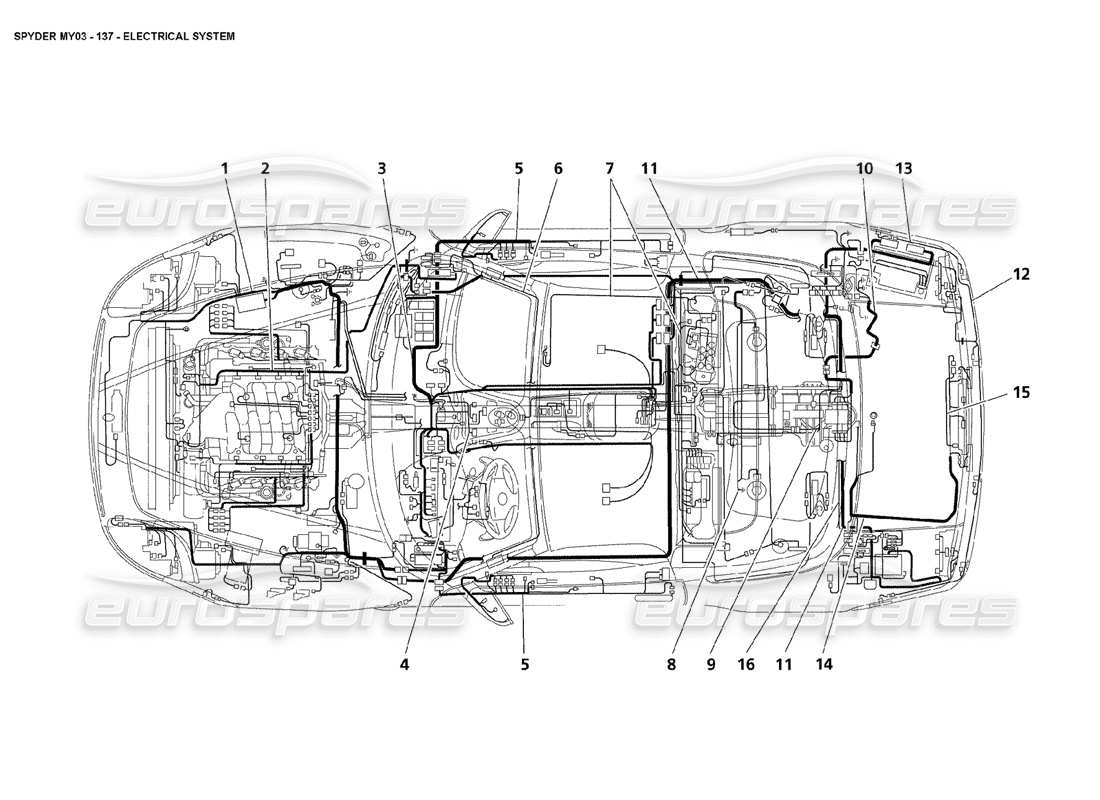 un diagrama de piezas del catálogo de piezas maserati 4200 spyder (2003)