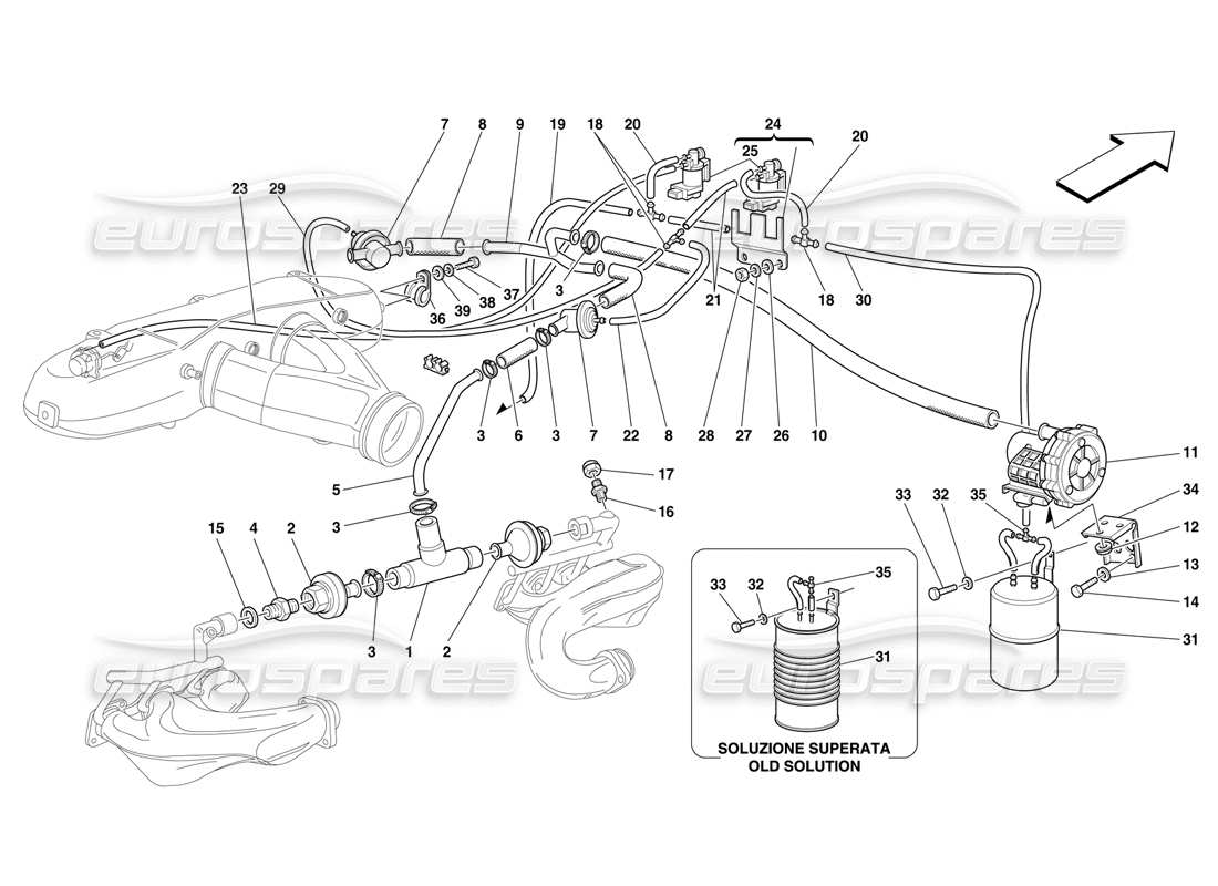 un diagrama de piezas del catálogo de piezas ferrari f50