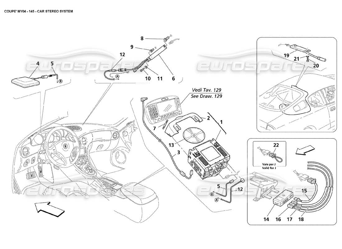 maserati 4200 coupe (2004) sistema estéreo del coche diagrama de piezas