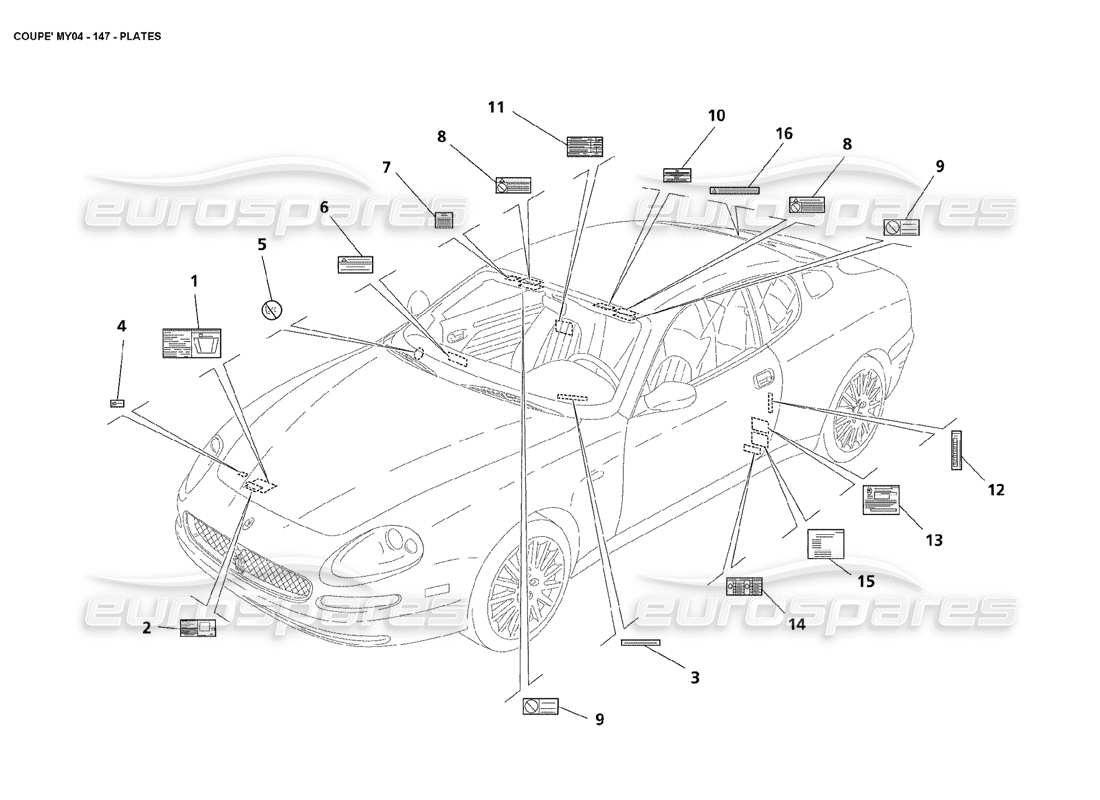 maserati 4200 coupe (2004) placas diagrama de piezas