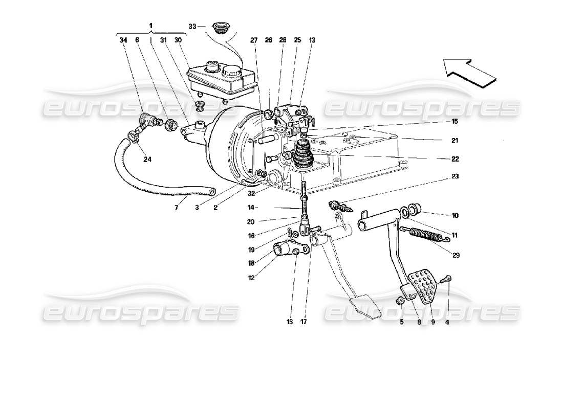 ferrari 512 m sistema hidráulico de frenos -no para gd- diagrama de piezas