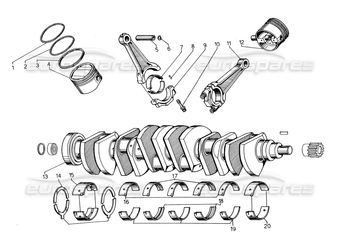 un diagrama de piezas del catálogo de piezas lamborghini countach